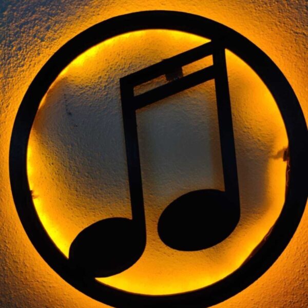 Müzik Nota Led Işıklı Ahşap Dekoratif Tablo