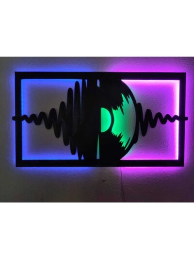 Plak Müzik Led Işıklı Ahşap Tablo