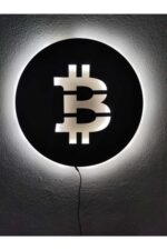 Bitcoin Dekoratif Led Işıklı Duvar Tablosu
