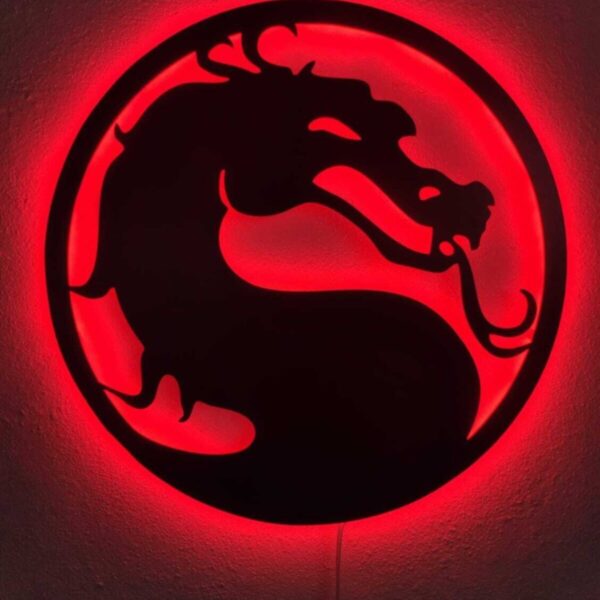 Mortal Kombat Ejderha Led Işıklı Ahşap Dekoratif Tablo