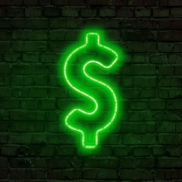 Dolar Logo Neon Led Duvar Dekorasyonu Yeşil