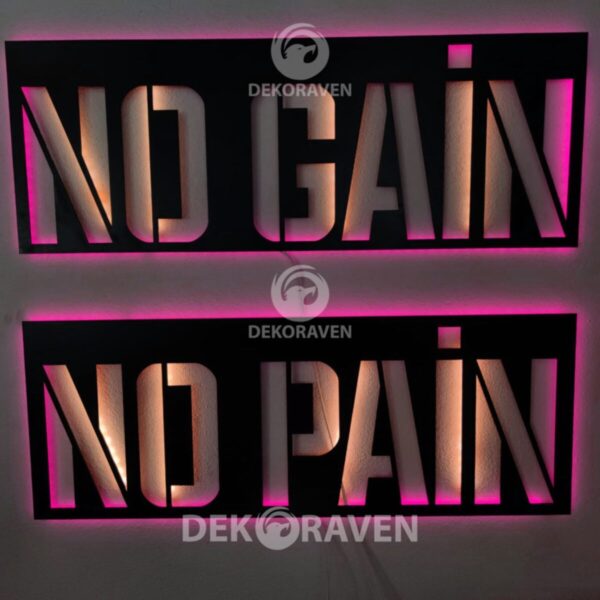 No Pain No Gain Led Işıklı Tablo