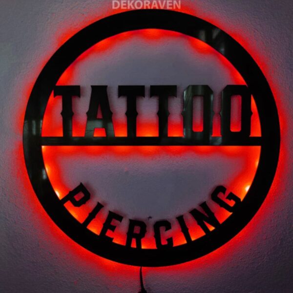 Tatto & Piercing Led Işıklı Tablo-iç Mekan Tabela