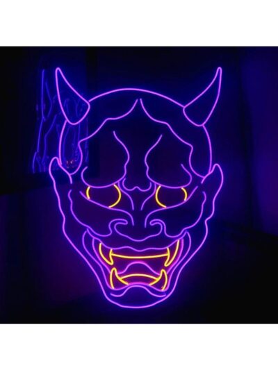Oni Mask Led Tablo Duvar Dekorasyonu