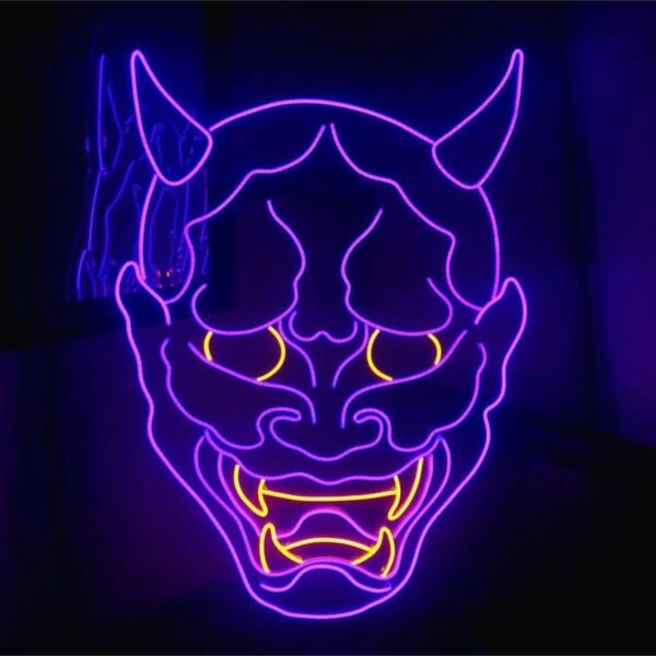 Oni Mask Led Tablo Duvar Dekorasyonu