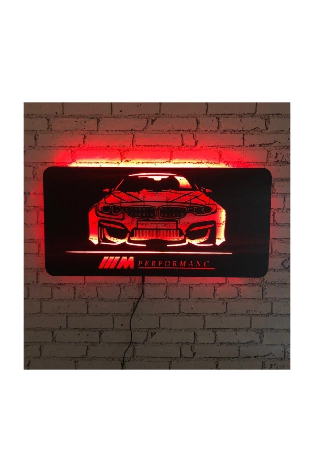 0_org_zoom Bmw M Performance Led Işıklı Ahşap Tablo - Led Işıklı Duvar Dekoru - Görsel 1