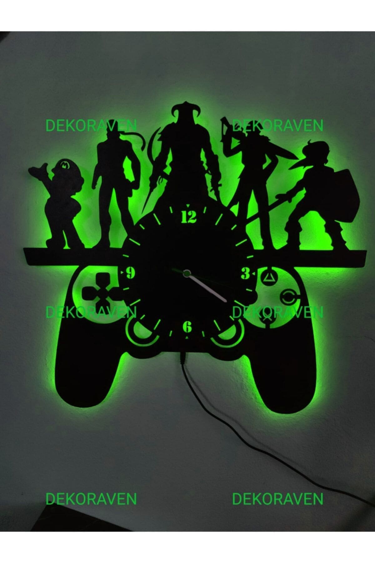 0_org_zoom Gamer Led Işıklı Duvar Saati - Görsel 1