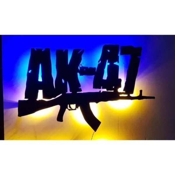 Ak-47 Led Işıklı Ahşap Tablo