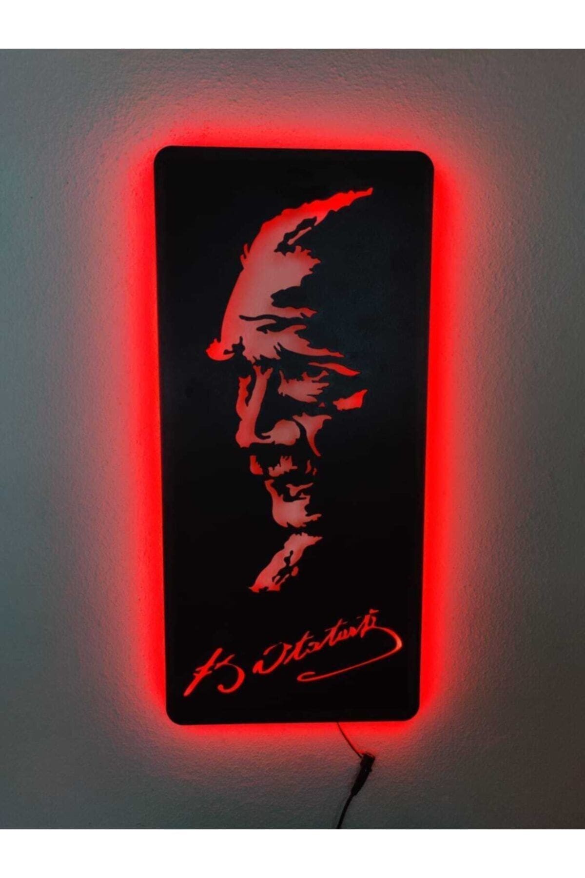 0_org_zoom Atatürk Led Işıklı Ahşap Tablo - Görsel 1