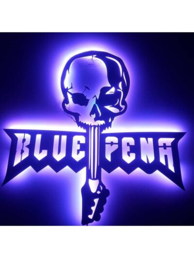 Blue Pena Ledli Duvar Süsü Mdf Tablo Duvar Aksesuarı Ahşap Tablo