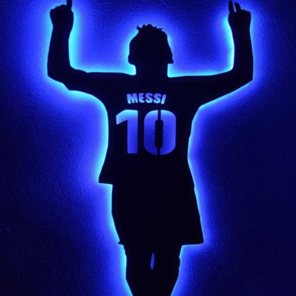 Messi Led Işıklı Ahşap Tablo