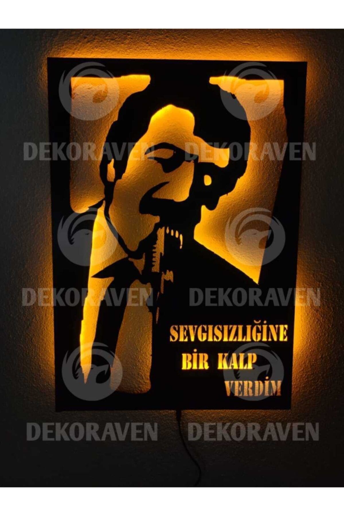 0_org_zoom Müslüm Gürses Sevgisizliğine Bir Kalp Verdim Led Işıklı Tablo - Görsel 1