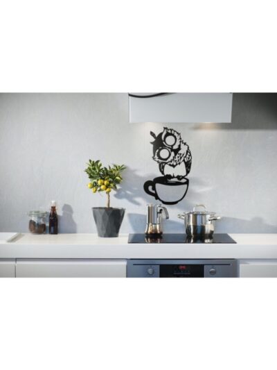 Baykuş - Siyah Mdf Tablo - 55x32