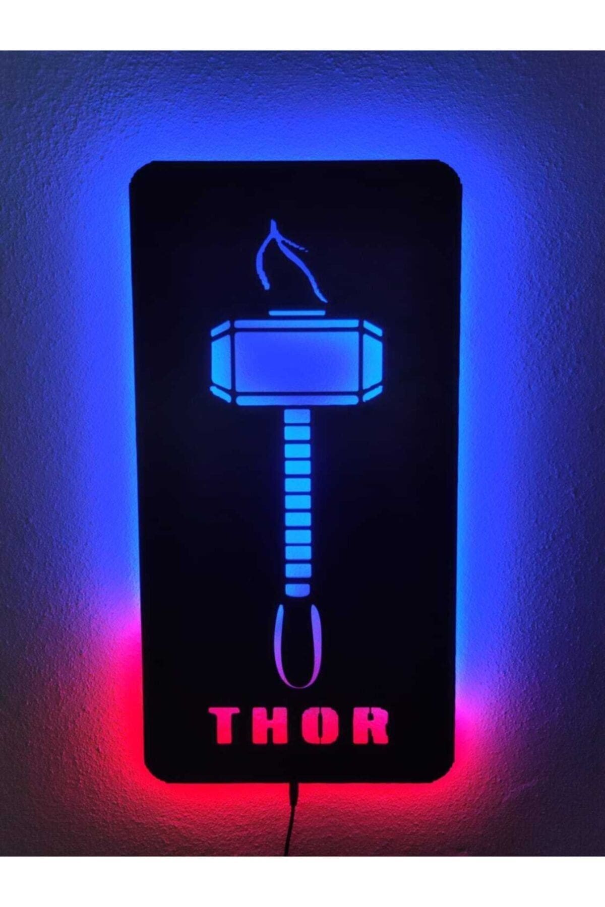 0_org_zoom Thor Dekoratif Led Işıklı Ahşap Tablo - Görsel 1