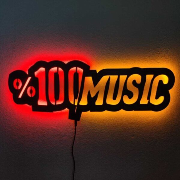 100 Müzik Music Led Işıklı Ahşap Tablo