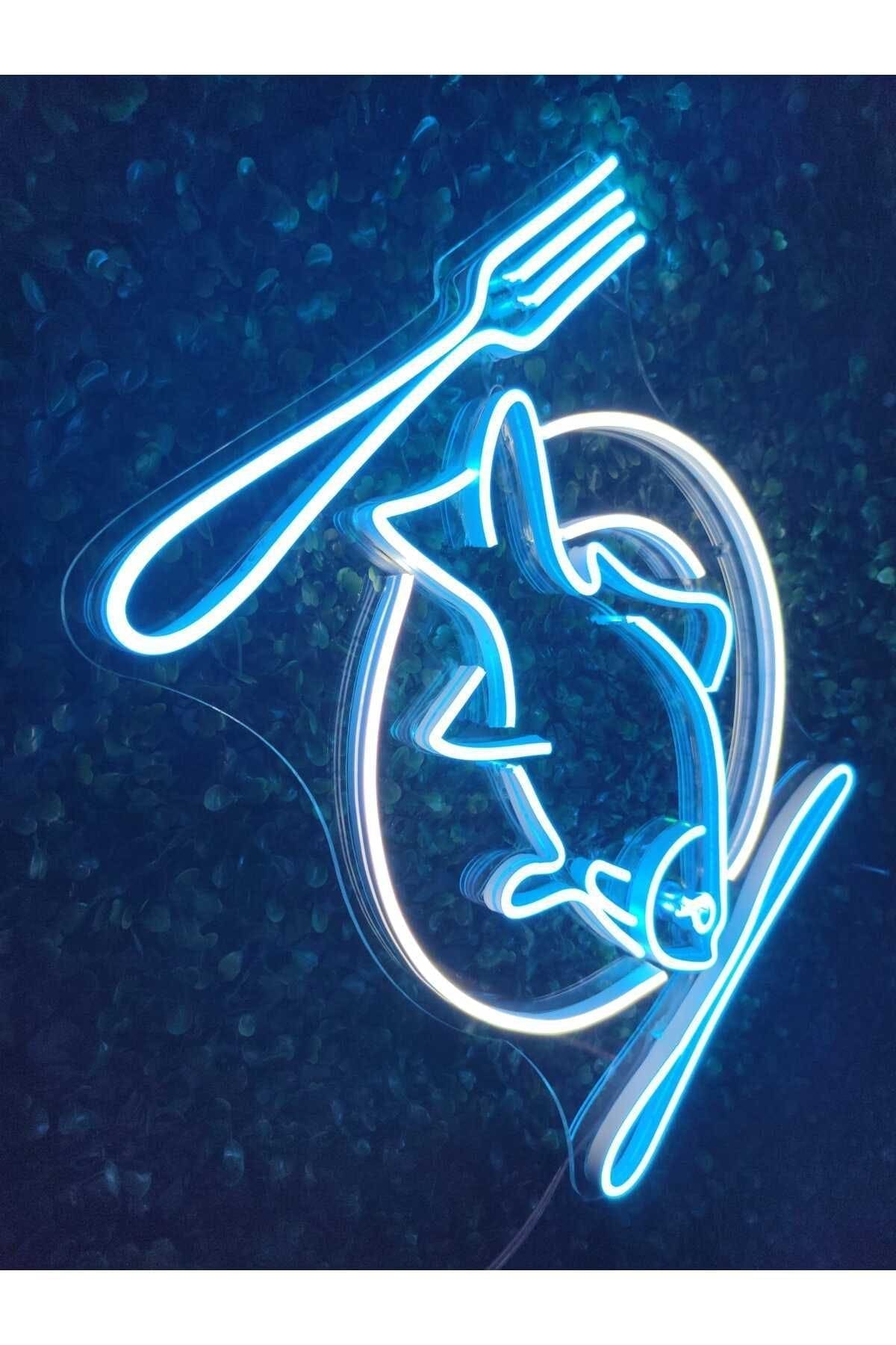 1_org_zoom Balık Restoran Neon Tabela (50x30cm) - Görsel 1