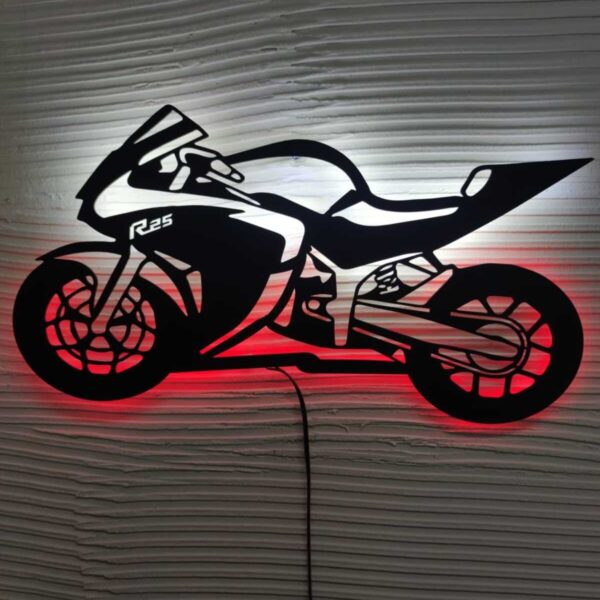Motor R25 Led Işıklı ahşap Tablo(55x25cm)