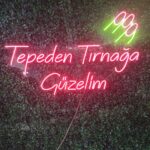 Tepeden Tırnağa Güzelim Güzellik merkezi kuaför neon led tabela (80x40cm)