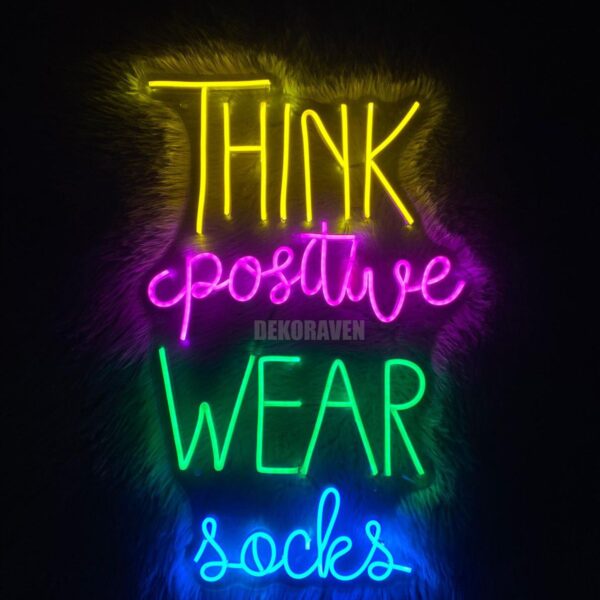 Think Posetive Wear Socks Neon Tabela Dekoratif Aydınlatma