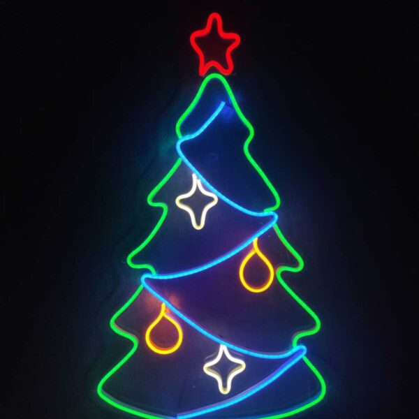 Yılbaşı Ağacı merry christmas yılbaşı süsü neon led dekoratif aydınlatma(65x40cm)