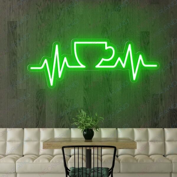 Kahve fincanı kalp ritmi neon led
