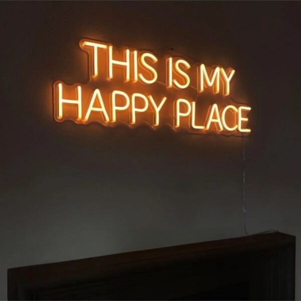 This Is My Happy Place Dekoratif Neon Led Tabela (80x30cm)