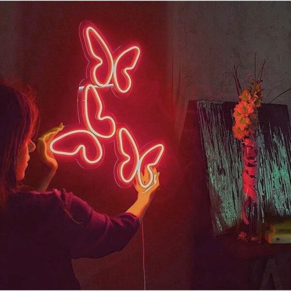 Kelebek Neon Led Dekoratif Aydınlatma (60x30cm)