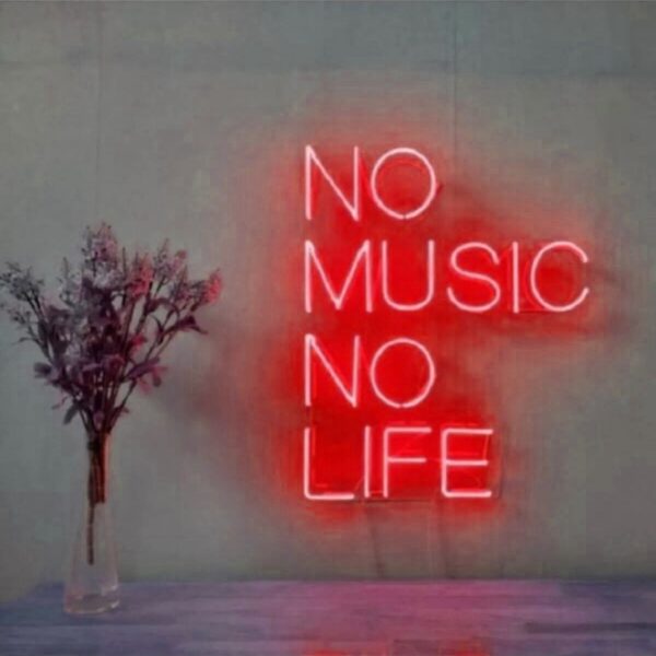 No Music No Life Dekoratif Neon Led Tabela(60x40cm)