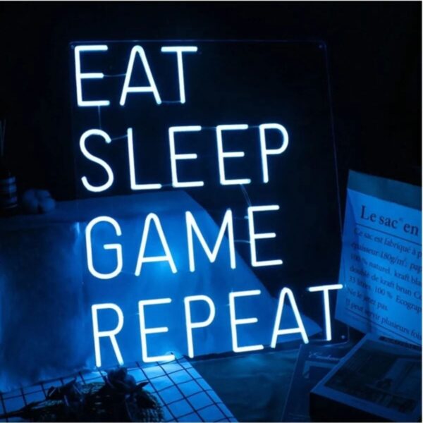 Eat Sleep Game Repeat Neon Led Tablo (50x50cm)