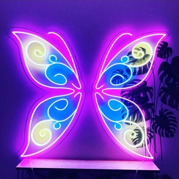 Kelebek Neon Led Tabela Dekor (70x50cm)