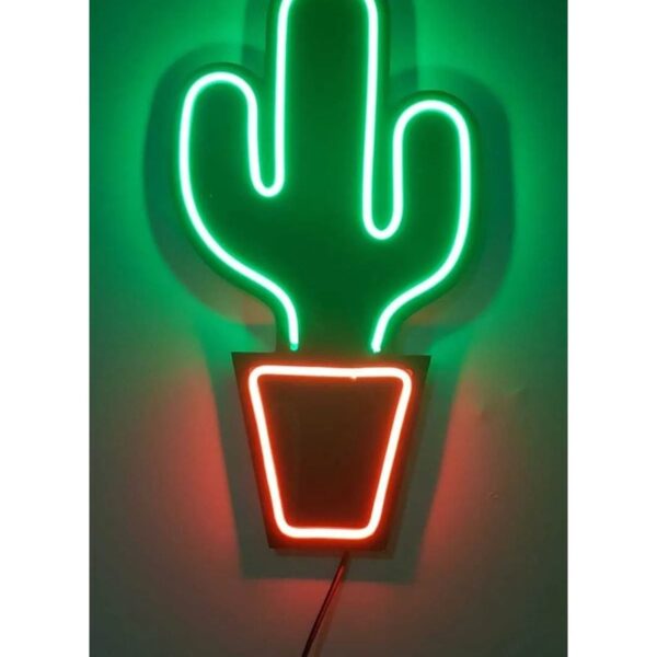 Kaktüs Neon Led Tabela Duvar Dekoru(50x25cm)