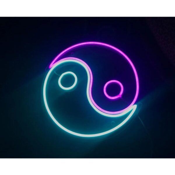 Ying Yang Denge Neon Led Tabela Duvar Dekoru(50x50cm)