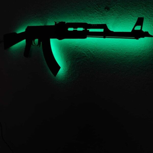 Ak47 Silah Led Işıklı Ahşap Tablo