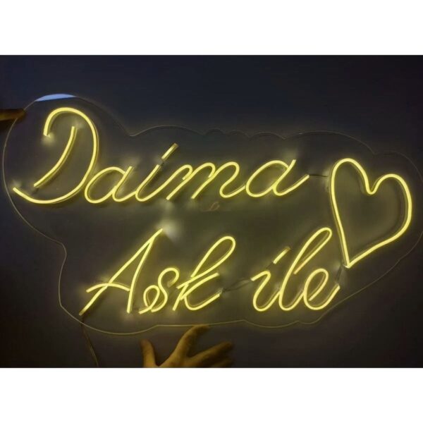 Daima Aşk Ile Düğün Söz Nişan Organizasyon Neon Led Tabela (60x35cm)