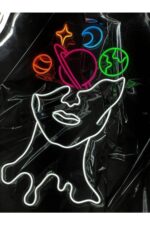 Space Face Uzay Satürn Gezegen Neon Dekoratif Neon Tabela(80x50cm)
