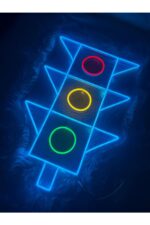 Trafik Lambası çocuk odası neon led duvar dekoru(60x40cm)