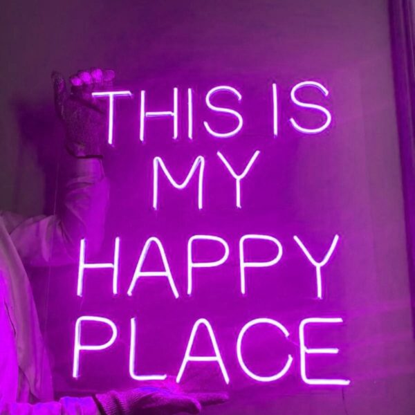 This Is My Happy Place Neon Yazı Led Tabela Dekoratif Aydınlatma(50x50cm)