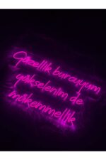 Güzellik burcuyum yükselenimde mükemmellik yazı neon led duvar dekoru(80x40cm) - Görsel 3