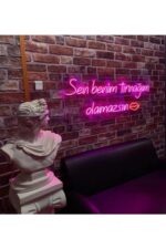 Sen Benim Tırnağım Olamazsın Yazı Neon (70x32cm) Led Tabela Güzellik Merkezi Manikür Pedikür - Görsel 3