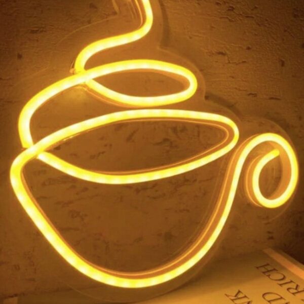 Kahve Fincanı Dekoratif Neon Led / Neon Tasarım Gece Aydınlatması