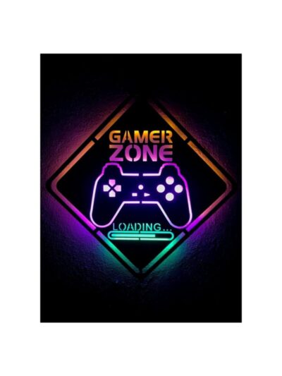 Gamer Zone Dekoratif Led Işıklı Ahşap Tablo