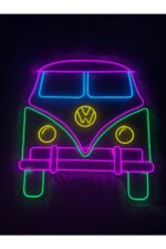 Ww bettle karavan neon led ışıklı duvar dekoru (50x50cm)