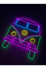 Ww bettle karavan neon led ışıklı duvar dekoru (50x50cm) - Görsel 2