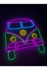 Ww bettle karavan neon led ışıklı duvar dekoru (50x50cm) - Görsel 3