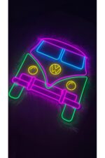 Ww bettle karavan neon led ışıklı duvar dekoru (50x50cm) - Görsel 4