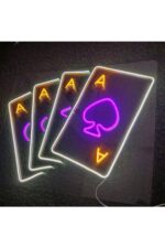 Iskambil Oyun Kartı Neon Yazı Neon Tabela Neon Yazı Dekoratif Aydınlatma