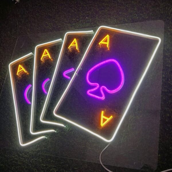 Iskambil Oyun Kartı Neon Yazı Neon Tabela Neon Yazı Dekoratif Aydınlatma