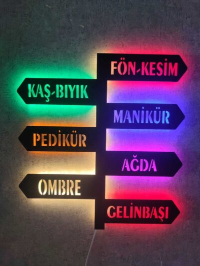 Kuaför Dekorasyon Led Işıklı Tablo