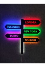 Dünya Şehirleri Istanbul Londra New York Tokyo Nairobi Led Işıklı Tablo