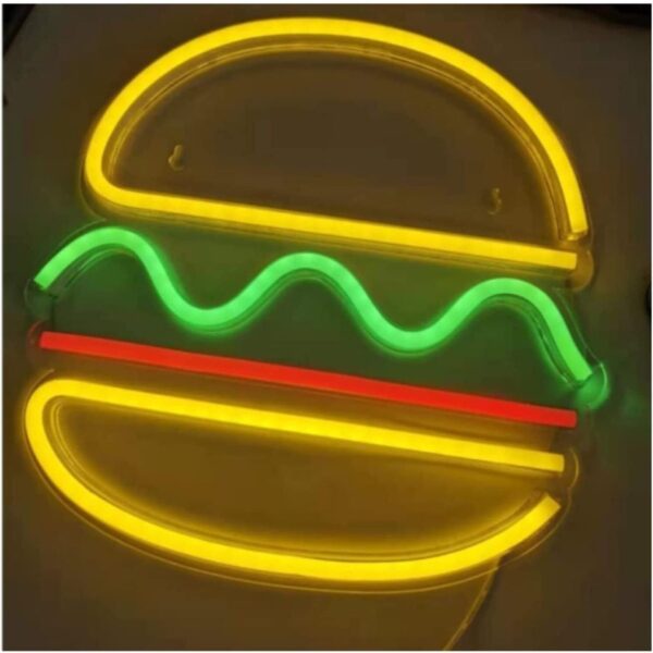 Hamburger Neon Tabela Neon Yazı Dekoratif Aydınlatma